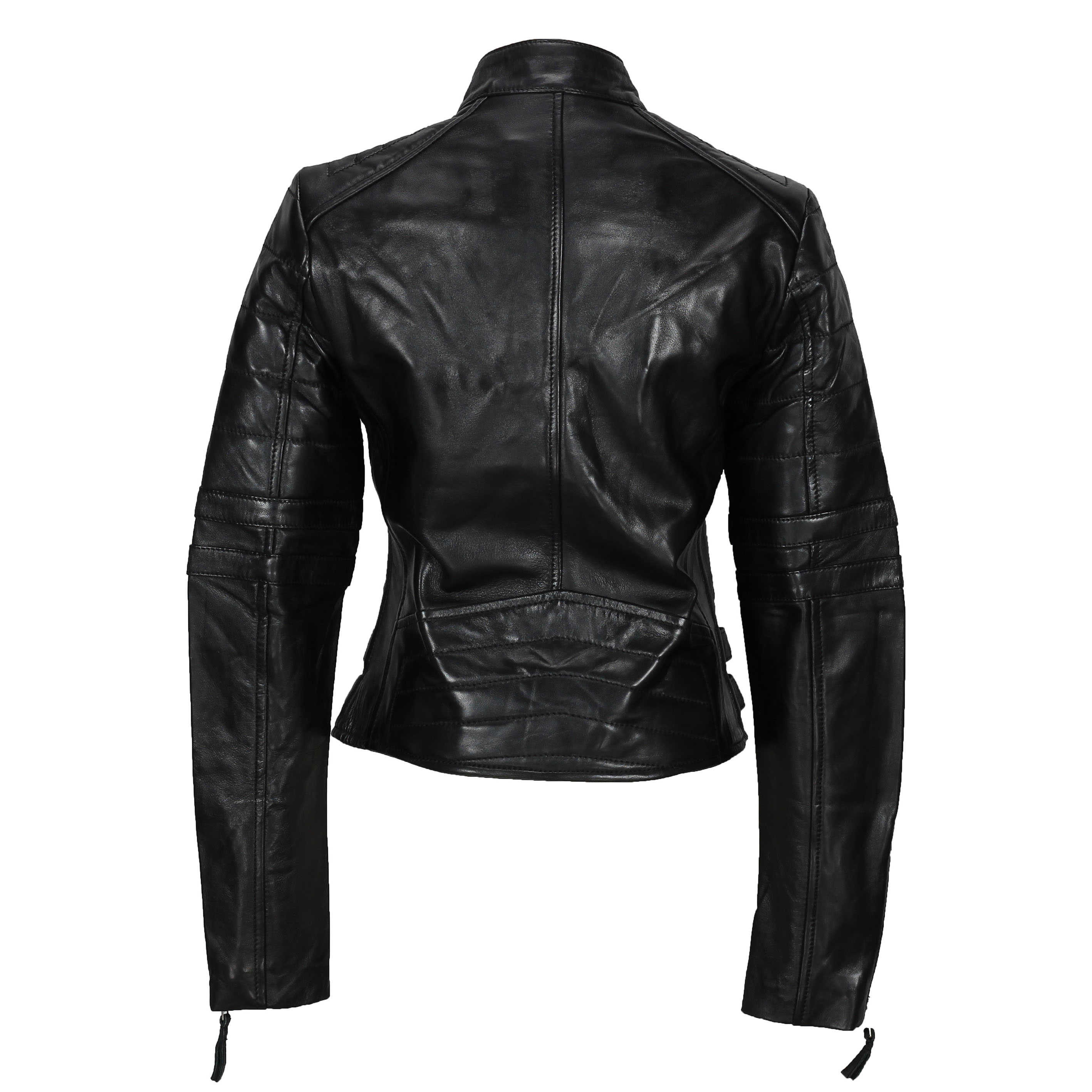 Ladies Women Soft Real Leather Biker Jacket Size UK 8 10 12 14 16 18 20 22 24